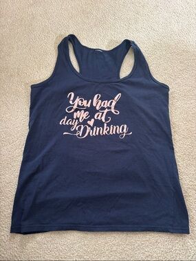 Navy Graphic Racerback Tank "You Had Me at Day Drinking"